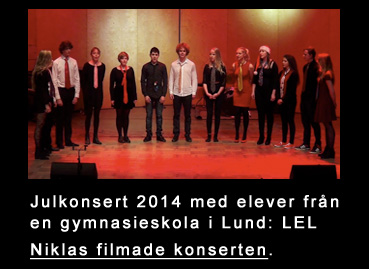 Film från en konsert i Lund, med elever från LEL, Lars-Erik Larsson-gymnasiet