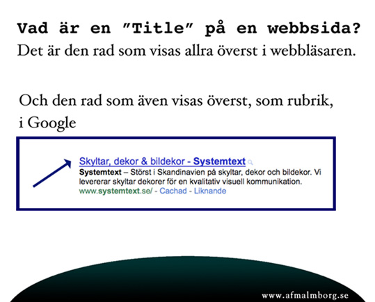 SEO-råd: som förklarar vad en Title är, och hur den visas